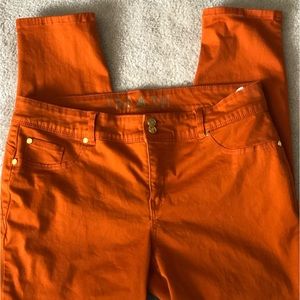 IMAN stretch denim in pumpkin. Sz 16P